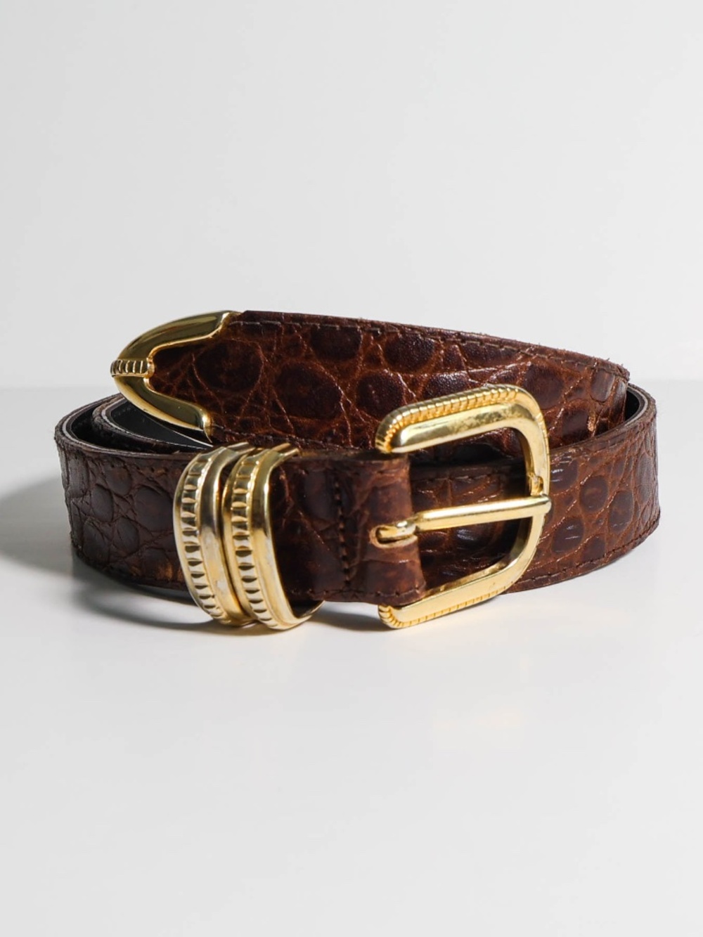 Amazing True Vintage A. Brod Genuine Leather Concho Belt With Metal Hardware USA
